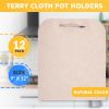 Pack of 12 Terry Cloth Baker's Pads. Pot Holders with Hand Hole. Industrial Oven Pads for Heat Care. Heat Resistant Knitted Pads for Baking; Cooking N